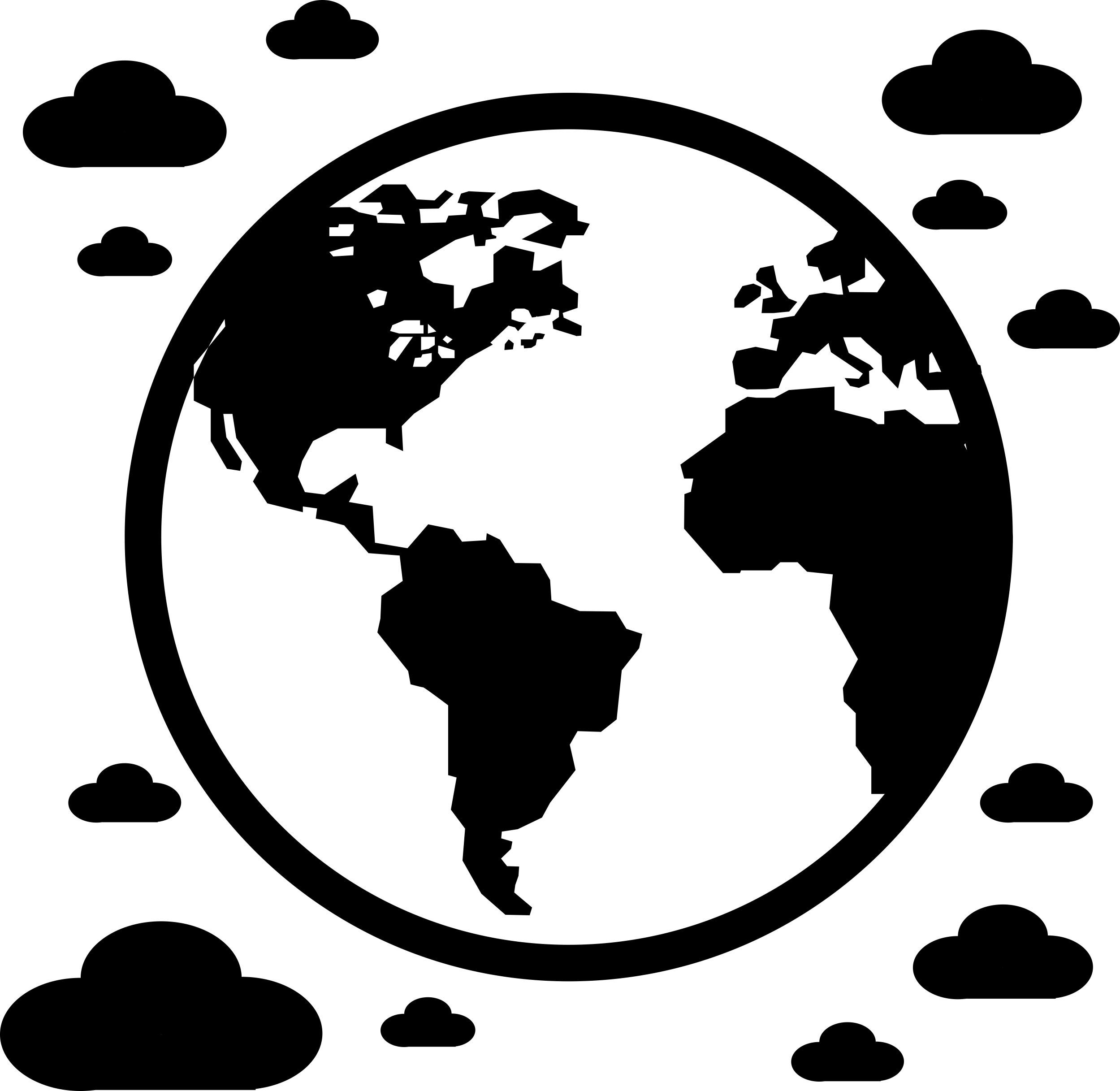 Earth Symbol With Clouds Around Sketch Style Svg Vector Free Vectors